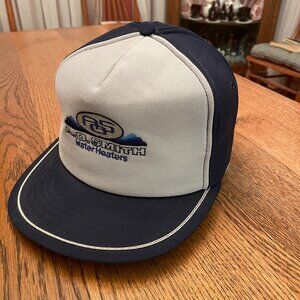Vintage A.O. Smith Water Heaters White/Blue Snapback Baseball Hat Made in USA
